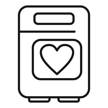 Otomatik defibrilatör ikon ana hatları vektörü. Nefes darlığı sorunu. Kalp bakımı