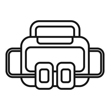 Ems defibrilatör ikon ana hatları vektörü. Otomatik bakım cihazı. Hasta kalp krizi geçiriyor.