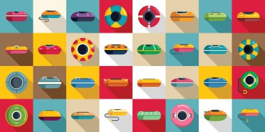 Kar tüpü simgeleri düz vektör ayarlayın. Kış sporu. Noel tepesi kızağı