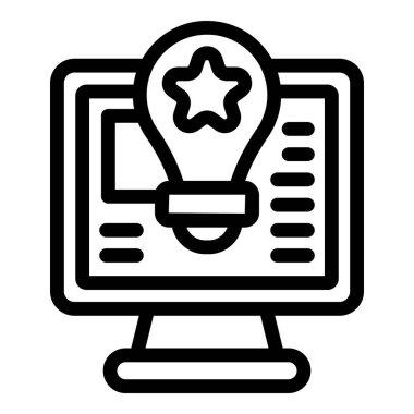 Yazılım fikri ikonu ana hatları vektörü. Yaratıcı destek stratejisi. Başlangıç sürümü programlanıyor