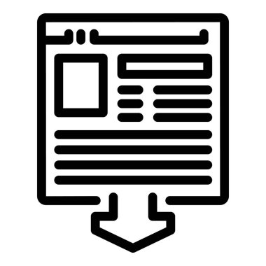 Web sayfası simge ana hatları vektörü başlatılıyor. Yazılım geliştirme projesi. Teslimat beta sürümü