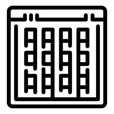 Kodlama betiği simgesi ana hatları vektörü. Test sürüm kodu. Yazılım geliştirme dili