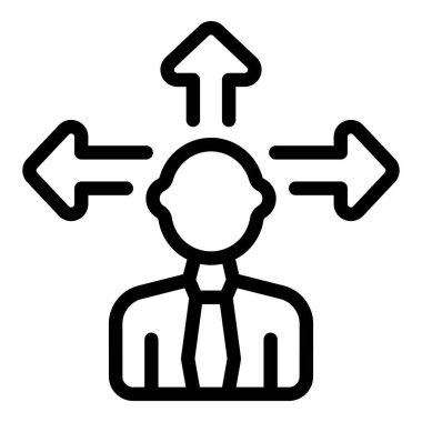 Karar verme seçenekleri simge ana hatları vektörü. İnsan zihni ikilemi. Doğru karar aranıyor