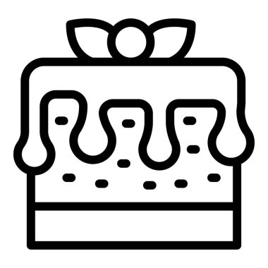 Kremalı düğün pastası ikonu ana hatları vektörü. Pastane tatlı tatlı tatlı. Evlilik töreni.