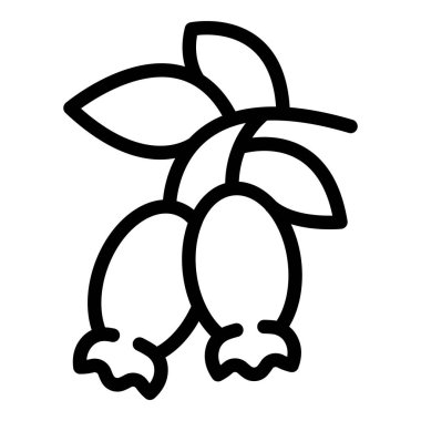 Rosehip ikon ana hatları vektörü. Yabanmersini yemeği. Bahçe çayı meyvesi