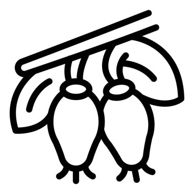 Rosehip arka bahçesindeki ikon ana hat vektörü. Gül kalçası çalı tohumları. Bahçe bitkisi çalılığı