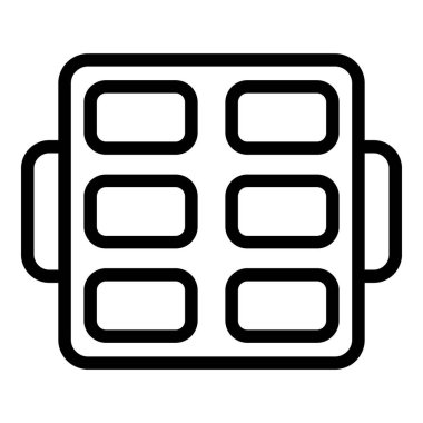 Fırın tepsisi simgesi ana hatları vektörü. Fırın hamur işi formu. Silikon kek tabağı.