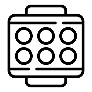 Metal fırın ikonu ana hatları vektörü. Pişirme seramik formu. Mutfak tatlıları tenceresi