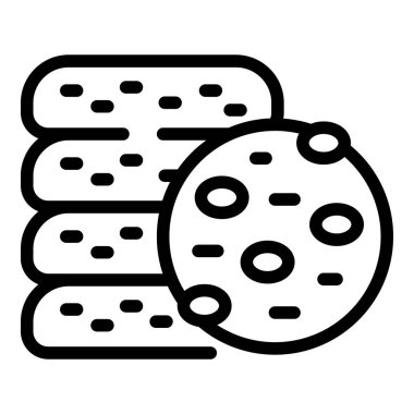 Pişmiş kurabiye ikonu ana hatları vektörü. Şekerleme tatlısı. Ev yapımı tatlı bisküviler