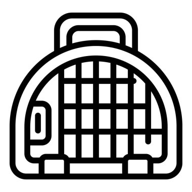 Kediler için gezici köpek kulübesi ana hatları vektörü. Evcil hayvan taşıyıcısı. Seyahat sandığı taşı.