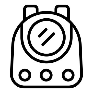 Seyahat eden kedi sandığı ikon ana hatları vektörü. Kedi kulübesi gezisi. Kedicik yolculuk ekipmanı