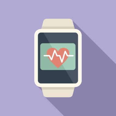 Kalp veri izi ikon düz vektörü. Sistem spor verileri. Fitbit aygıtı