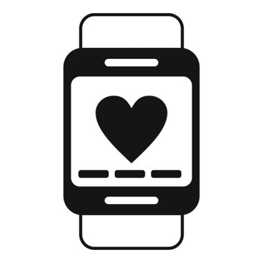 Modern smartwatch simgesi basit vektör. Spor verileri çalışıyor. Sağlık kalp hızı