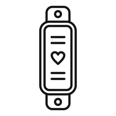 Akıllı bant veri simgesi ana hatları vektörü. Spor veri ağı. Web sağlık hizmetleri