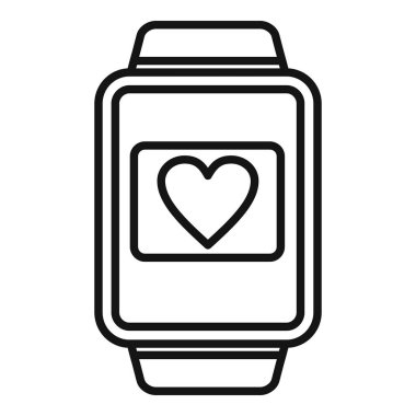 Kalp veri izi ikon ana hatları vektörü. Sistem spor verileri. Fitbit aygıtı