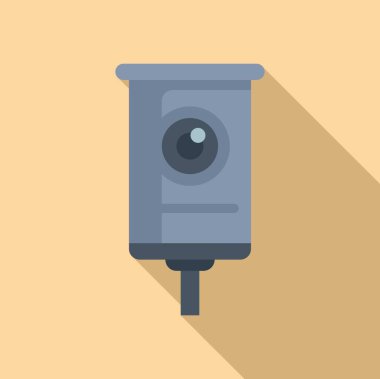 Cam yol trafik ikonu düz vektör. Uyarı kamerası. Alan denetimi