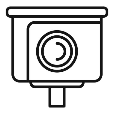 Cam kontrol simgesi dış hat vektörü. Hız trafik kamerası. Silah kontrolünü sınırla