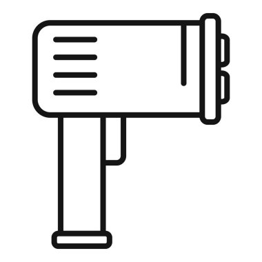 Kamera hızı radar ikonu ana hatları vektörü. Ofis trafik kamerası. Araç tabancası.