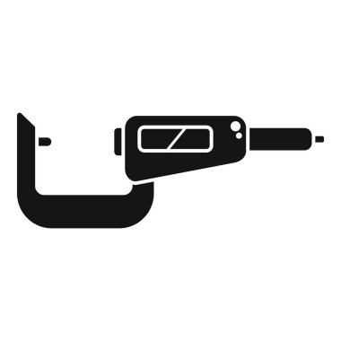 Basit bir dijital mikrometre simgesi oluştur. Metalik alet. Kesin ölçekle