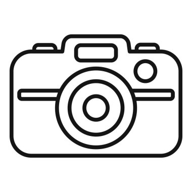 Kamera fotoğrafı olay simgesi ana hatları vektörü. Evlilik planlayıcısı. Gündem çifti