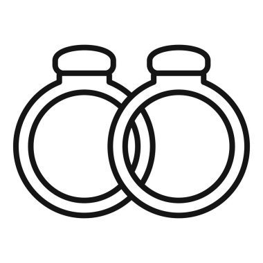 Evlilik halkaları ikon ana hatları vektörü. Organizatör. Zaman çizelgesine davet