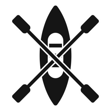 Kano teknesi simgesi basit bir vektör. Kamp yeri tatili. Turistik tatil doğası.