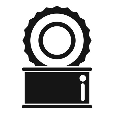 Kamp alanı açık teneke kutu simgesi basit vektör. Doğa yiyecekleri. Tatil gezisi