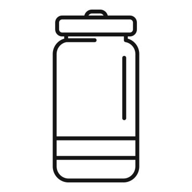 Kamp alanı termos şişe ikonu ana hatları vektörü. Tatil aktivitesi. Özgürlük Turizmi