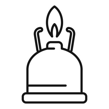 Gaz jet yakıcı ikon ana hatları vektörü. Kamp yeri tatili. Doğa gezisi.