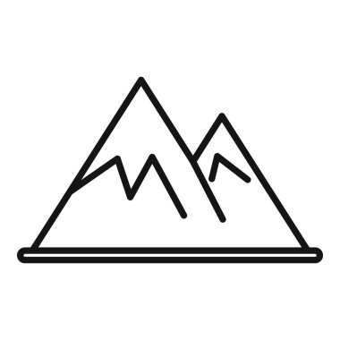 Kamp alanı dağları doğa ikonu ana hatları vektörü. Tatil tatili. Dışarıda dolaşın.