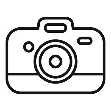 Kamera kampı ikon ana hatları vektörü. Doğa fotoğrafı. Kamp Turisti