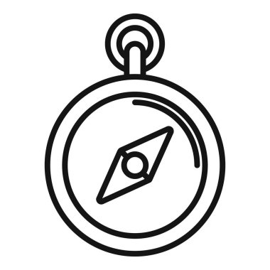 Pusula ekipmanı ikon ana hatları vektörü. Kamp alanı doğası. Tatil seyahati