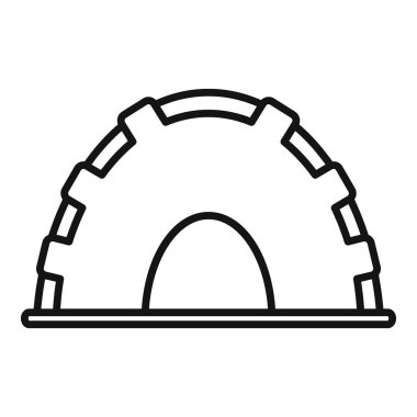 Kamp alanı çadır ikonu ana hatları vektörü. Sağlıklı turist özgürlüğü. Tatil tatili