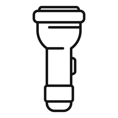 Kamp alanı teşhirci ikonu ana hatları vektörü. Tatil özgürlüğü. Turizm ekipmanları