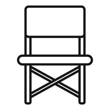 Kamp alanı koltuk ikonu ana hatları vektörü. Seyahat ekipmanları. Doğa mobilyaları