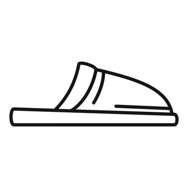 Ev terlikleri çizme ikonu ana hatları vektörü. Uyku ayakkabısı. Kürklü ayak evi