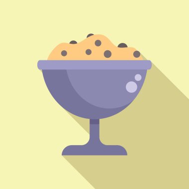 Gelato kupası düz vektörü. Yumuşak sallanan süt. Bardak külahlı dondurma.