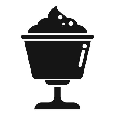 Meyveli dondurma ikonu basit bir vektör. Gelato kasesi. Waffle kurabiyesi.