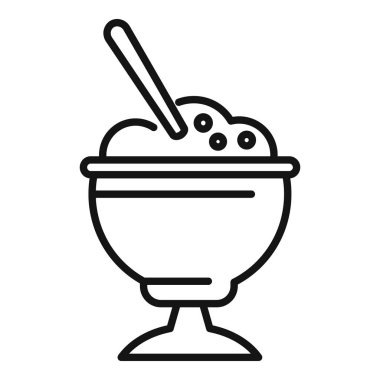 Berry gelato kasesi ikon ana hatları vektörü. Dondurma topları. Yaz dondurucu soğuk