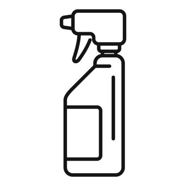 Avuç içi temizleme ikon ana hatları vektörü. Hava sisi temizliği. Sprey şişesi.