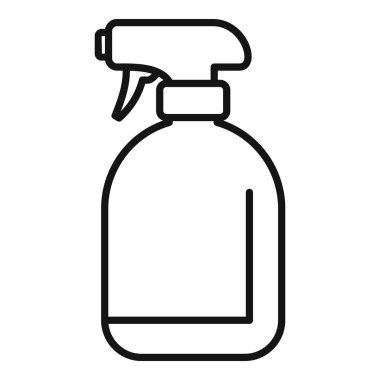 Hortum püskürtücü ikon ana hatları vektörü. Avuç içi temizliği. Temiz konteyner suyu