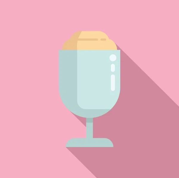 Glass food dish icon flat vector. Gelato shake frozen. Waffle cookie vanilla