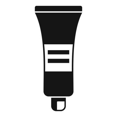 Krem rengi tüp simgesi basit vektör. Şişe güzeli. Dikkat saç stili