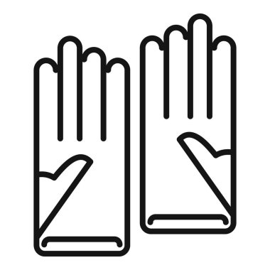 Saç boyama lastik eldiven ikonu ana hat vektörü. Güzellik salonu. Saçlar kurumuş.