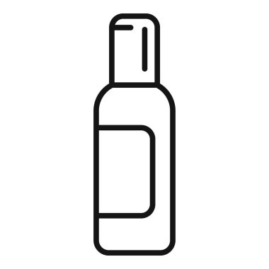 Şampuan şişesi ikonu ana hatları vektörü. Adım renk yıkama, hasar kuru görünüm.