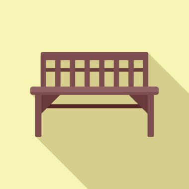 Açık bahçe bank ikonu düz vektör. Tahta mobilyalar. Salon pikniği.