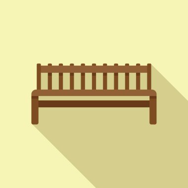 Tahta bahçe bank ikonu düz vektör. Park mimarisi. Veranda verandası
