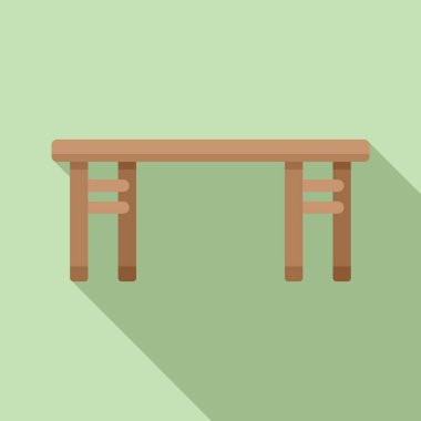 Tahta açık masa ikonu düz vektör. En iyi iç mekan. Sandalye güvertesi pikniği