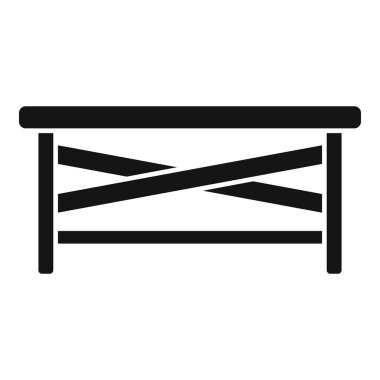 Basit ahşap masa simgesi basit vektör. Piknik tahtası ekipmanları. Şemsiye verandası