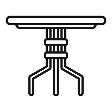 Metal açık masa ikonu dış hat vektörü. Yaz bahçesi. Uzayın üstünde plan